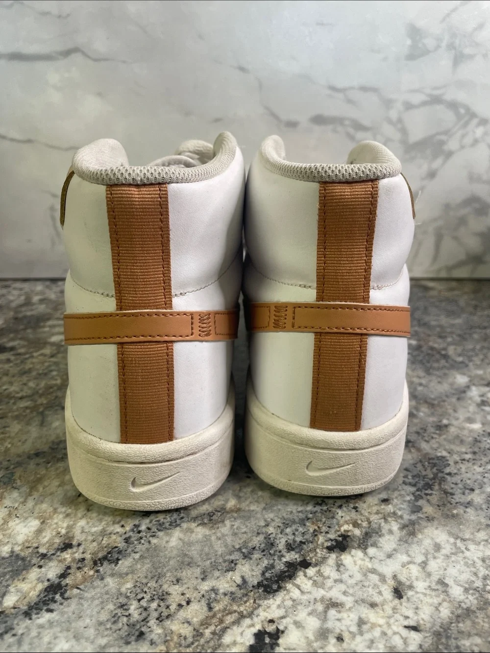 Nike Court Royale 2 Mid Leather White Cognac Shoes CQ9179-103 Mens Size 9